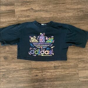 Adidas Black Graphic Crop Top XS